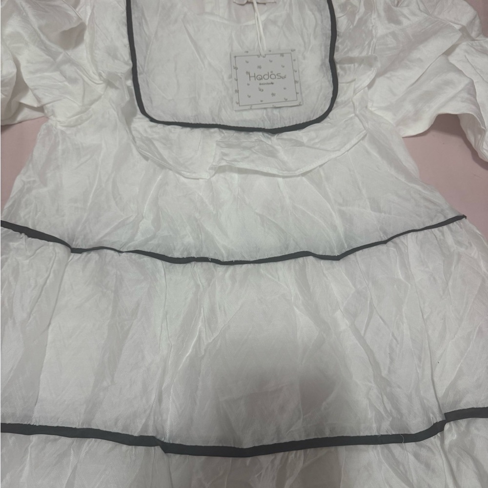 Chic White Kids Dress with Black Accents